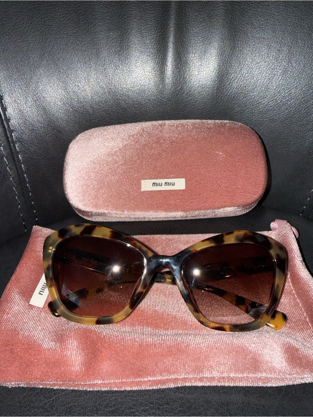 Miu Miu Tortoiseshell Frame Sunglasses with Brown Gradient Lenses